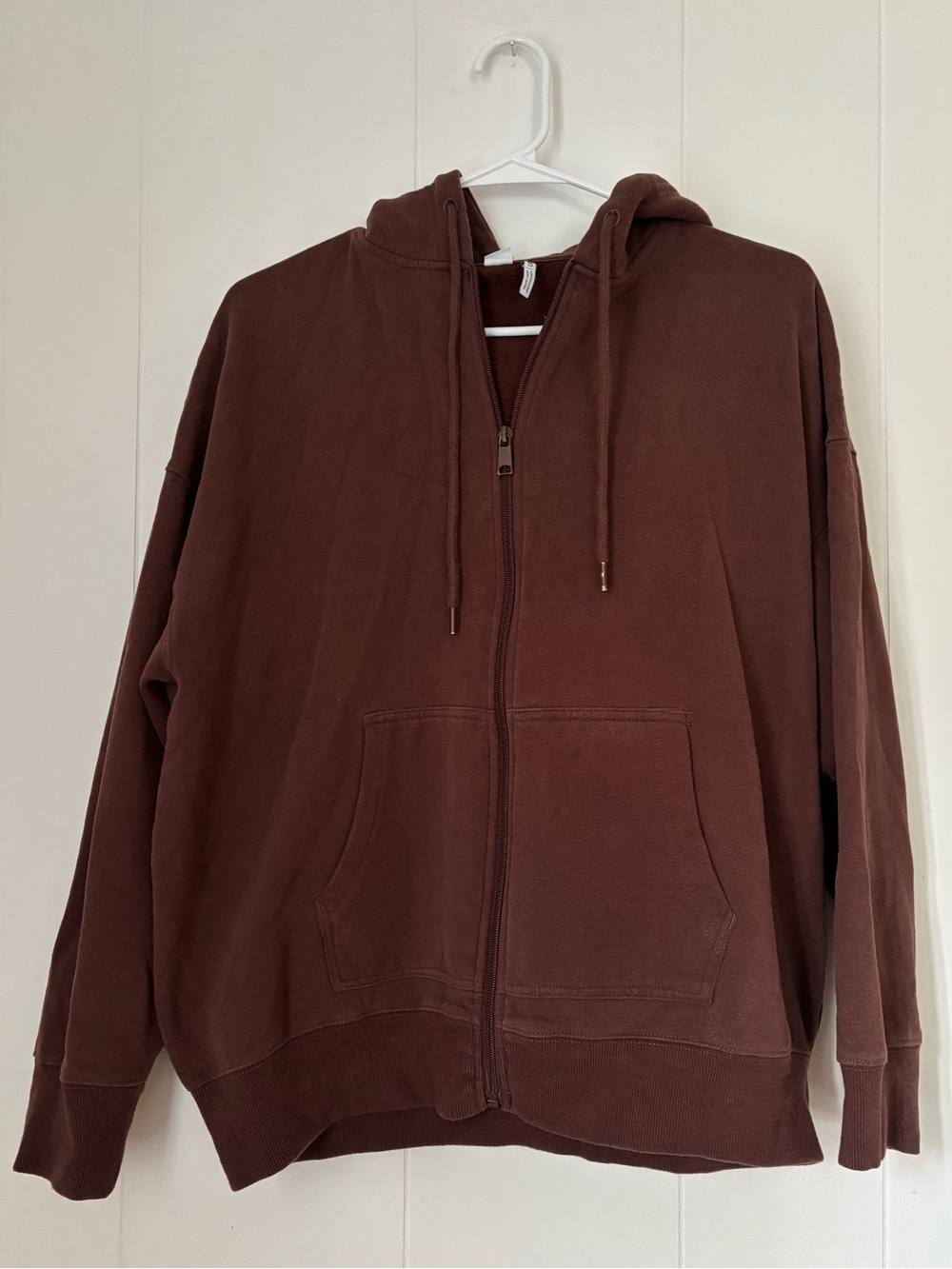 Simons Twik Zip-Up Oversized Hoodie in Deep Brown